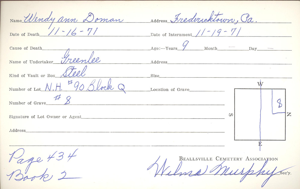 burial card
